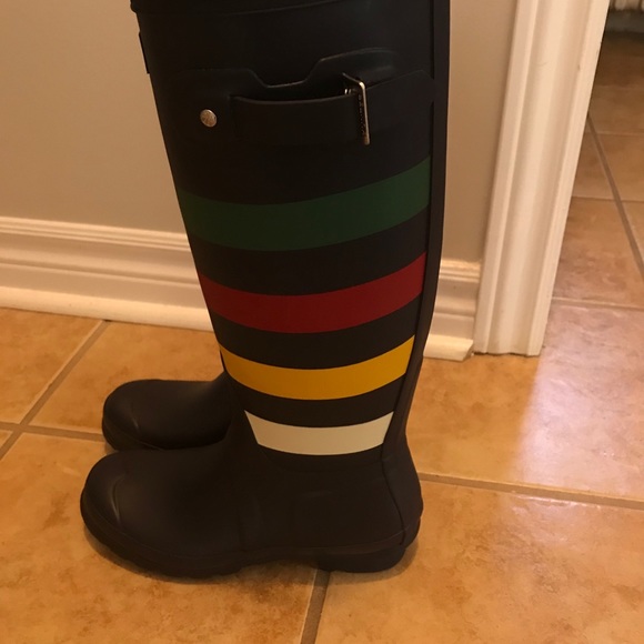 Brand new Hunter x HBC Stripes Tall Navy Boots - Picture 4 of 5